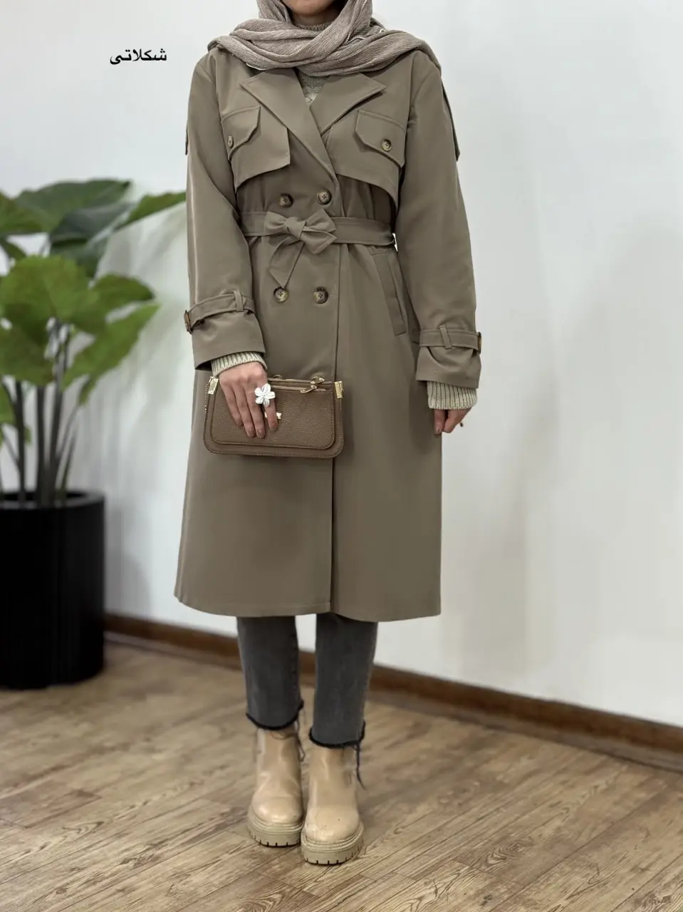 ترنچ کت بلند ضدآب غزال 1